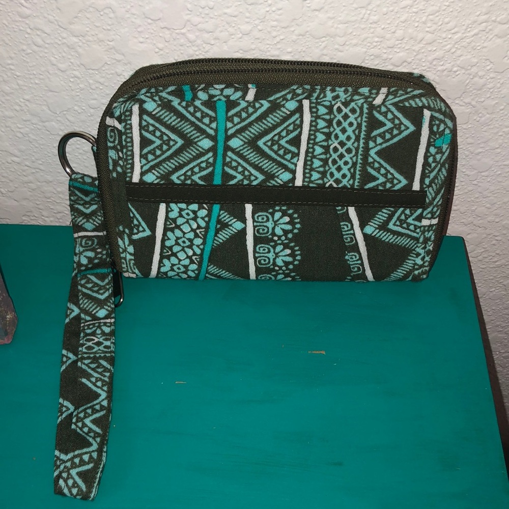 Sak Saum Wallet Wristlet Olive and Turquoise